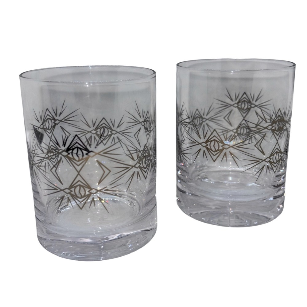 Starbucks Reserve Whiskey Rocks Glasses Set of 2 Geometric Starburst Clear Logo